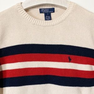 Chest stripe crewneck sweater
